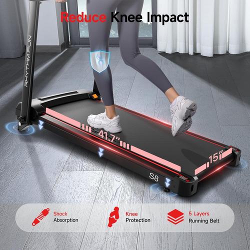 RHYTHM FUN Foldable Treadmill with 8% Incline & 8.0 MPH