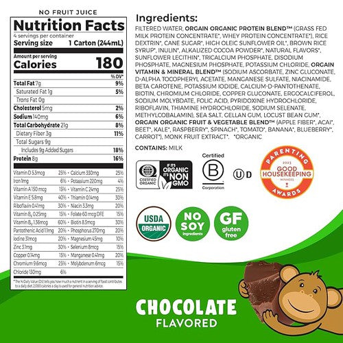 Orgain Kids 8g Protein Organic Nutritional Shake, 8.25 fl. oz