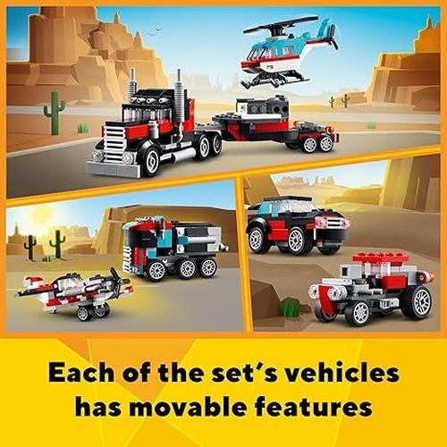 LEGO Creator 3 in 1 Flatbed Truck with Helicopter Toy