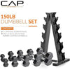 CAP Barbell 150LB Coated Hex-Dumbbell Weight Set /w Rack