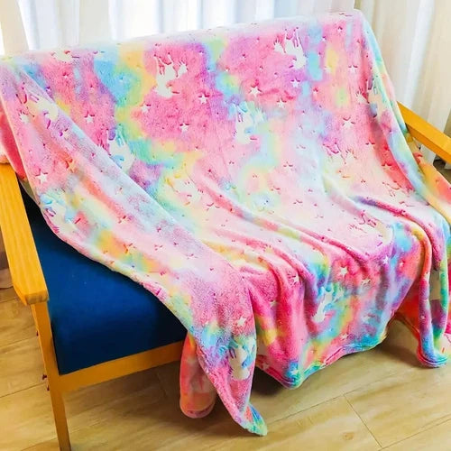 Enchanting Luminous Unicorn Flannel Blanket