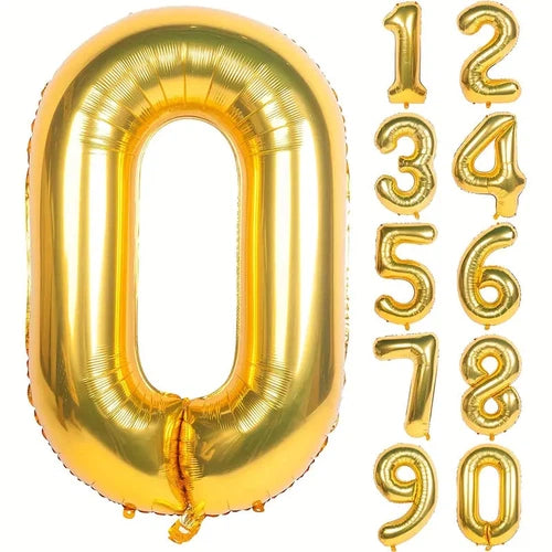 40" Foil Number Balloons, Inflated w/ Helium +BONUS weight & ribbon