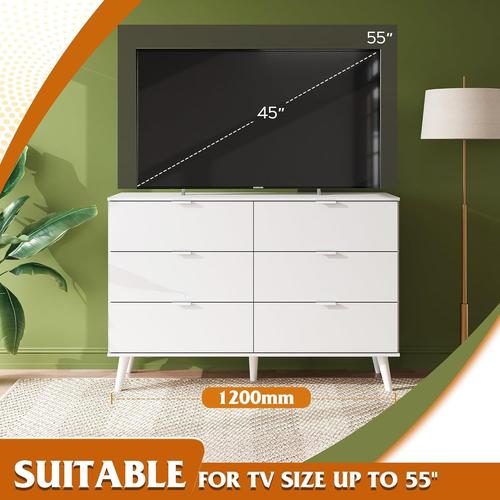 WLIVE 6 Drawer Dresser, 47.24'' Wide, TV Stand for 55 Inch TV
