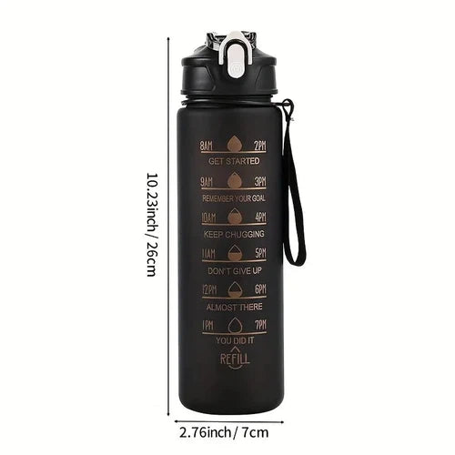 Leakproof 750ml Gradient Water Bottle with Time Marker