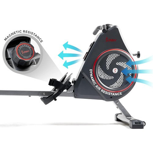 Sunny Health & Fitness Magnetic Rowing Machine Rower, 11 Lb. Flywheel, Tablet Holder