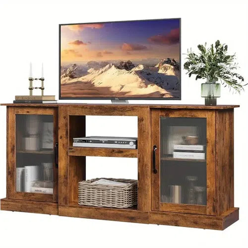 WLIVE Retro Hardwood TV Stand for 65" TV