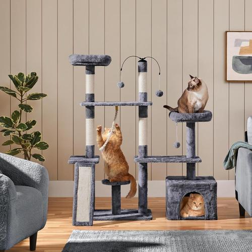 Yaheetech Cat Tree, 53.5" Pet Play House w/ Sisal Scratching Posts