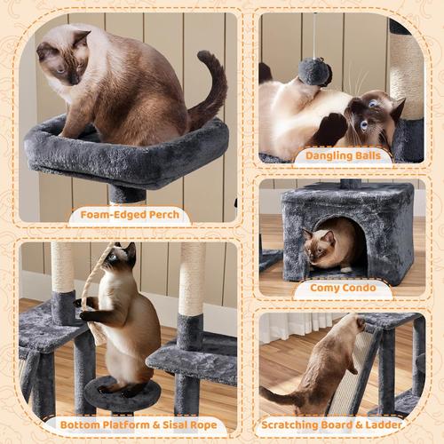 Yaheetech Cat Tree, 53.5" Pet Play House w/ Sisal Scratching Posts