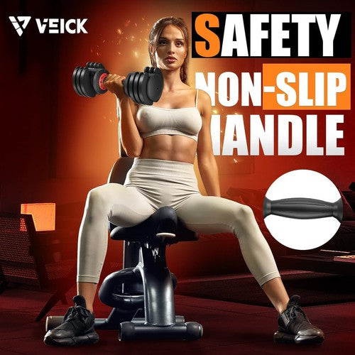 VEICK 25Lbs Adjustable Dumbbell w/ Anti-Slip Turning Handle & Tray