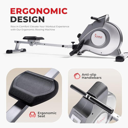 Sunny Health Fitness Magnetic Rowing Machine with Extended
