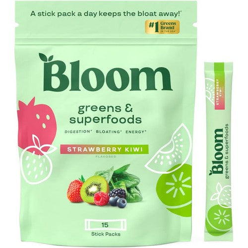 Bloom Nutrition Greens and Superfoods Sticks, 5 Sticks, Strawberry Kiwi