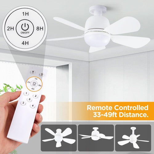 Flyingtek E26 Socket 20" Ceiling Fan w/ Light, 5 Fan Speed, Three Color Temperature w/ Remote - 1500 Lumens