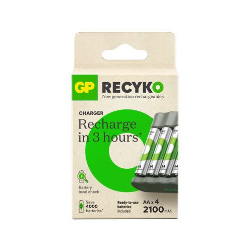 GP Recyko B441 USB Charger with 4 x AA Rechargeable Batteries 2,100 mAh