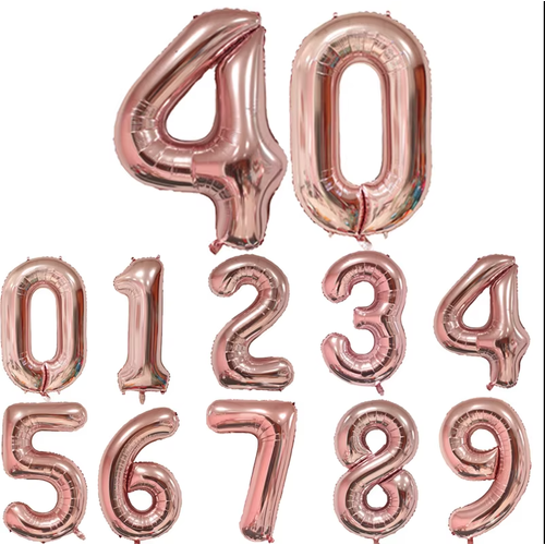 40" Foil Number Balloons, Inflated w/ Helium +BONUS weight & ribbon