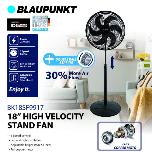 BLAUPUNKT 18" High Velocity Standing Fan