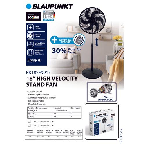 BLAUPUNKT 18" High Velocity Standing Fan