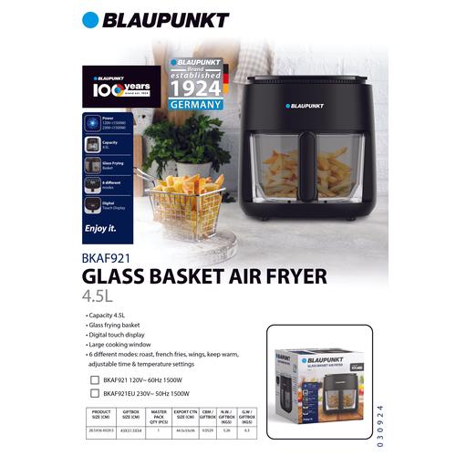 BLAUPUNKT 4.5L Glass Basket Air Fryer