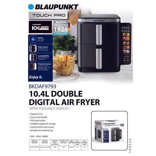 BLAUPUNKT 10.4L Digital Double Air Fryer