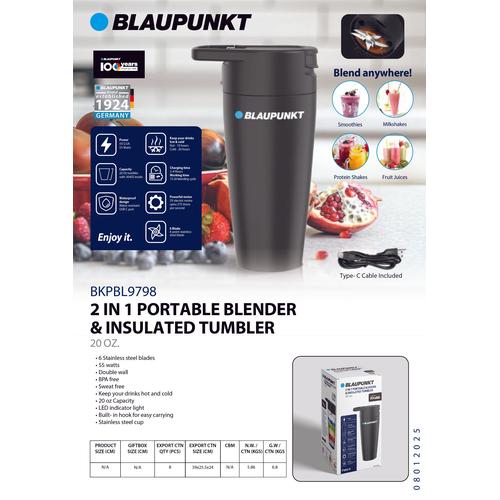 BLAUPUNKT 2-in-1 Portable Blender &  Insulated Tumbler