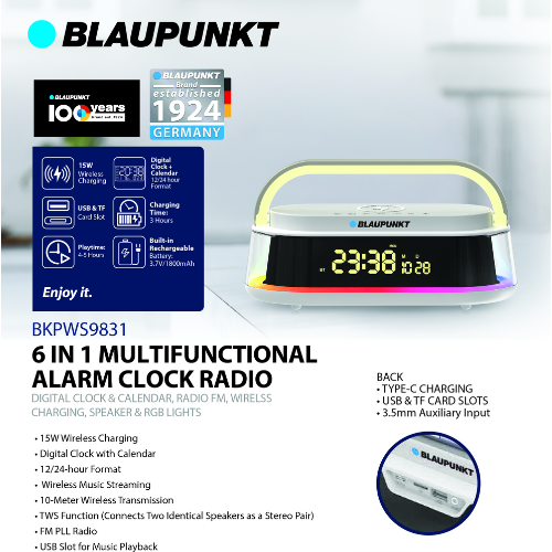 BLAUPUNKT 6-in-1 Alarm Clock Radio