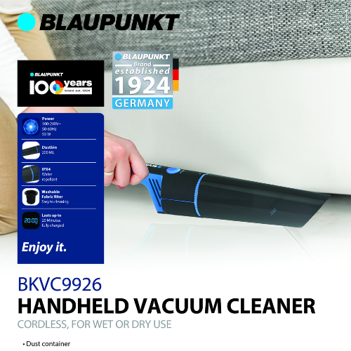BLAUPUNKT Handheld Vacuum - 7.5v 2000mAh