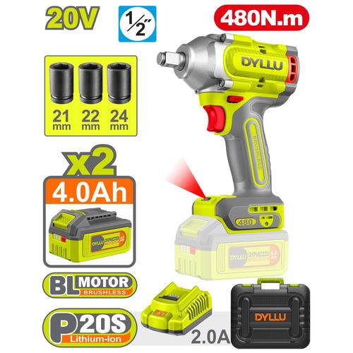 DYLLU 1/2" Cordless Impact Wrench 480N.m Bundle