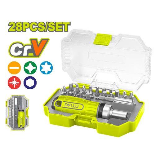 DYLLU 28 Pc Ratchet Screwdriver & Bit Set