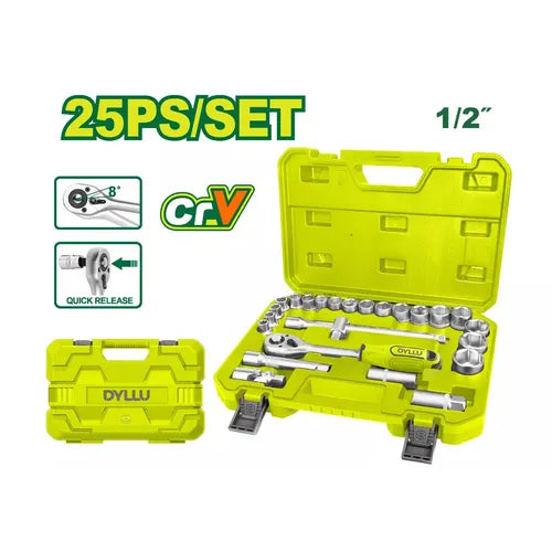 DYLLU 25 Pcs 1/2" Socket Set