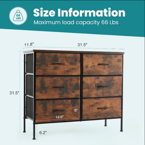 Sweetcrispy 6 Drawers Chests of Drawers / TV Stand