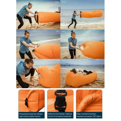 Inflatable Lounger Air Sofa Hammock - Portable, Waterproof & Leakproof