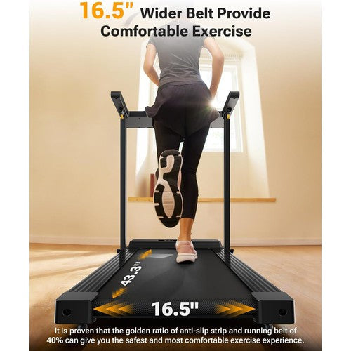 UREVO Folding Treadmill, Max 3.0 HP Treadmill w/ 12 Pre Set Programs, Wider Tread Belt, Pulse Detection