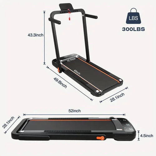 CEARTRY 2 in 1 Foldable Under Desk Treadmill, 300 lb Capacity