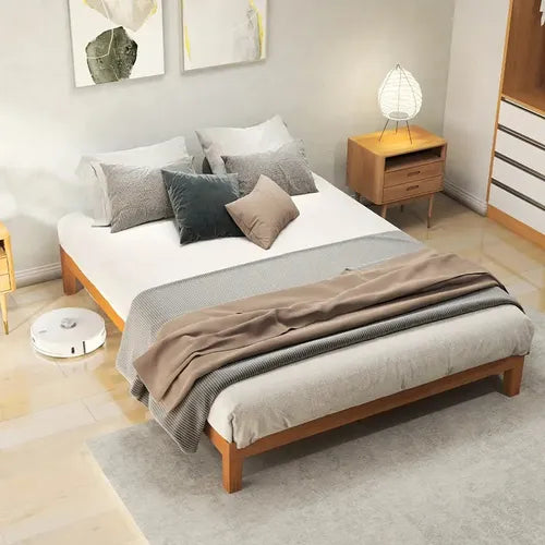 OLIXIS Wooden Bed Frame, Stylish & Noise-Free Design, No Box Spring Needed
