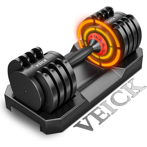 VEICK 25Lbs Adjustable Dumbbell w/ Anti-Slip Turning Handle & Tray