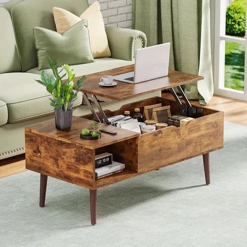 OLIXIS Wood Lift Top Coffee Table w/ Hidden Compartment