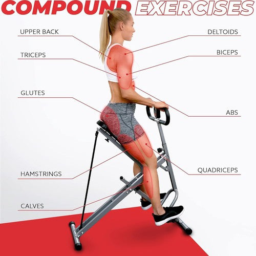 Sunny Health & Fitness Row-N-Ride Squat Assist Trainer, Glutes & Full Body Cardio