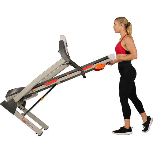 Sunny Health & Fitness Premium Folding Adjustable Incline Treadmill w/Digital Monitor, Shock Absorption