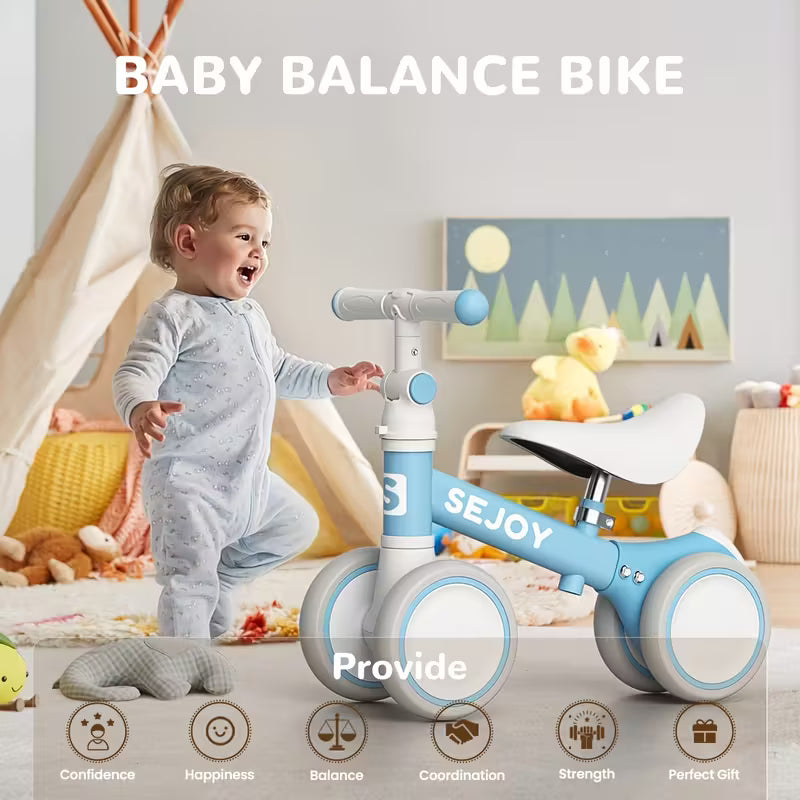 SEJOY Toddler Balance Bike, 1-3 Years - Adjustable Height & Seat
