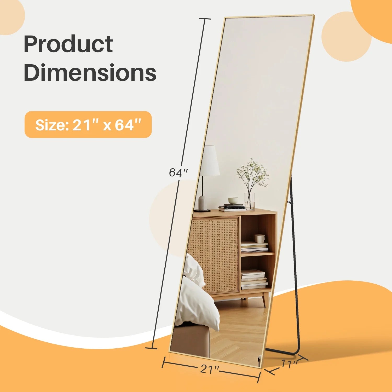 Sweetcrispy 21” x 64” Rectangular Full Length Standing/Wall Mirror