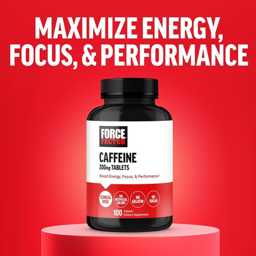 Force Factor Caffeine Pills 200Mg, Premium Quality Energy Supplement