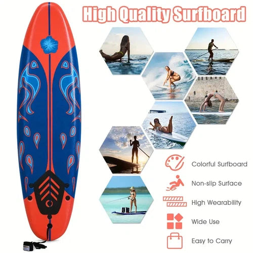 GYMAX Performance Surfboard w/ 3 Removable Fins & Safety Leash