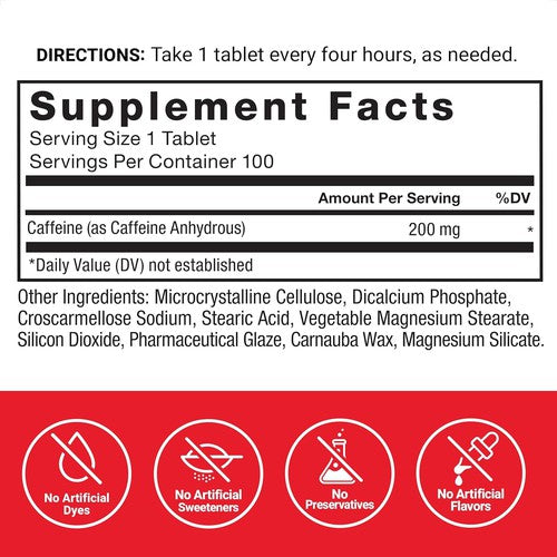 Force Factor Caffeine Pills 200Mg, Premium Quality Energy Supplement