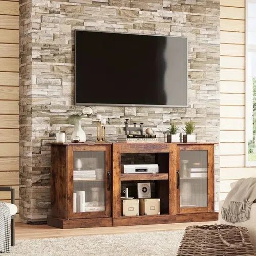 WLIVE Retro Hardwood TV Stand for 65" TV