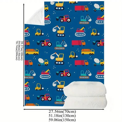 Cozy Construction Vehicles Flannel Blanket