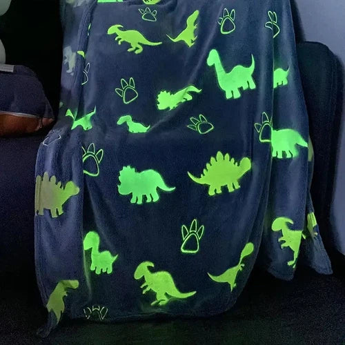 Luminous Dark Dinosaur Flannel Blanket