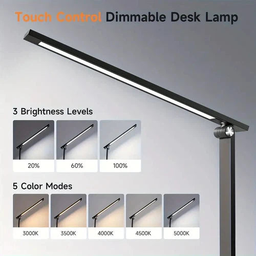 15-Mode LED Desk Lamp - 500 Lumens Bright, Dimmable & Eye-Caring