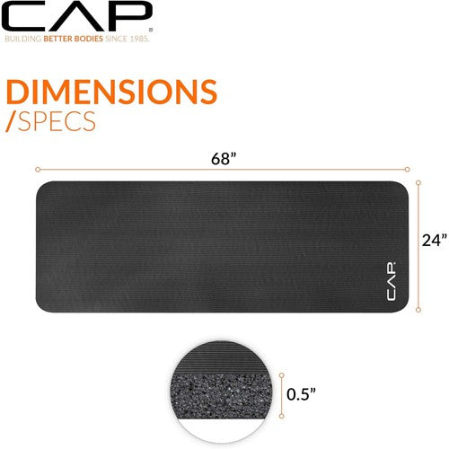 CAP Barbell 1/2-Inch High Density Exercise Yoga Mat with Strap