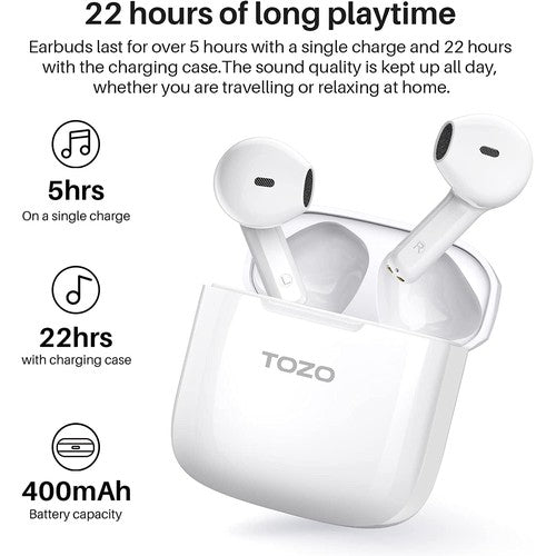 TOZO A3 Wireless Earbuds w/ Digital Call Noise Reduction