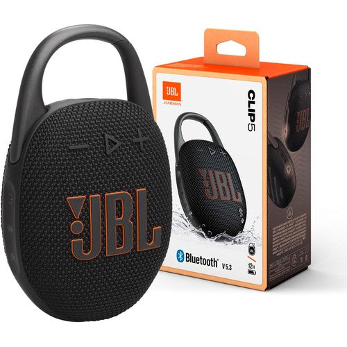 JBL Clip 5 - Ultra-Portable, Waterproof & Dustproof Bluetooth Speaker, Big Pro Sound with Punchy Bass, Integrated Carabiner, up to 12 Hours of Play, Made in Part with Recycled Materials (Black)