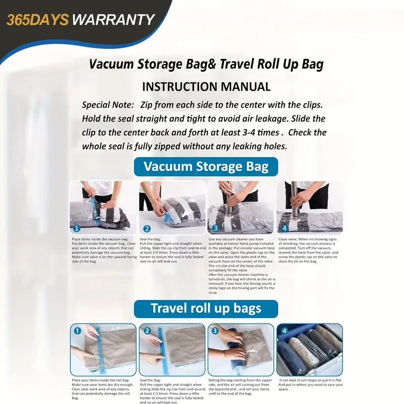 Vacuum Storage Bags, Hand Pump Included